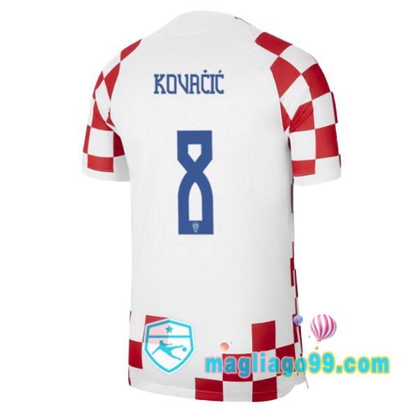 Magliago - Passione Maglie Thai Affidabili Basso Costo Online Shop | Nazionale Maglia Calcio Croazia (KOVAČIĆ 8) Prima Bianco Rosso Coppa del Mondo 2022