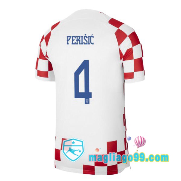 Magliago - Passione Maglie Thai Affidabili Basso Costo Online Shop | Nazionale Maglia Calcio Croazia (PERIŠIĆ 4) Prima Bianco Rosso 2022/2023