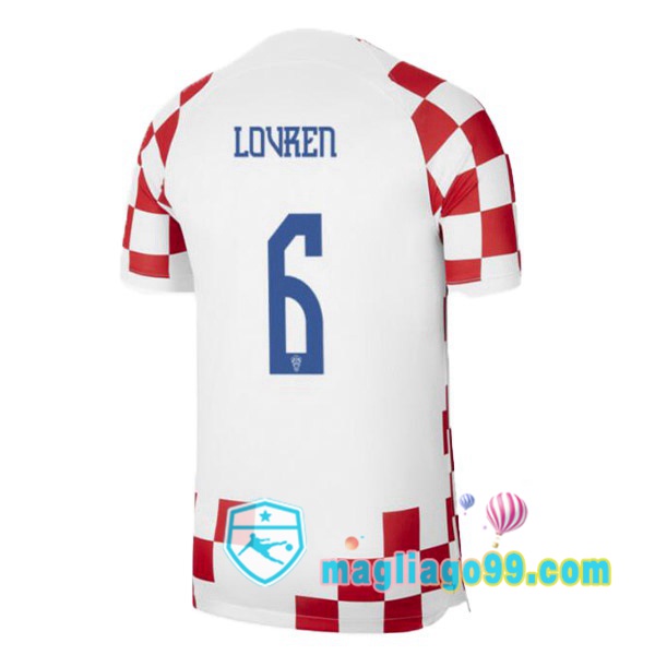 Magliago - Passione Maglie Thai Affidabili Basso Costo Online Shop | Nazionale Maglia Calcio Croazia (LOVREN 6) Prima Bianco Rosso 2022/2023