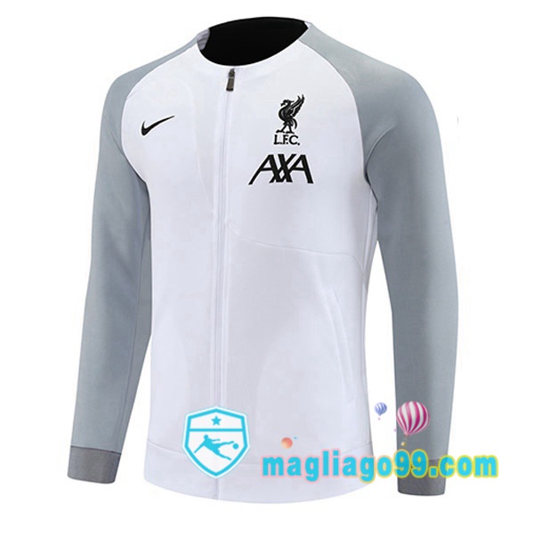 Magliago - Passione Maglie Thai Affidabili Basso Costo Online Shop | Giacca Da Allenamento FC Liverpool Bianco Grigio 2022/2023