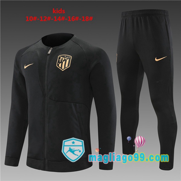 Magliago - Passione Maglie Thai Affidabili Basso Costo Online Shop | Giacca Da Allenamento Atletico Madrid Bambino Nero 2022/2023