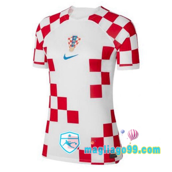 Magliago - Passione Maglie Thai Affidabili Basso Costo Online Shop | Nazionale Maglia Calcio Croazia Donna Prima Bianco Rosso Coppa del Mondo 2022