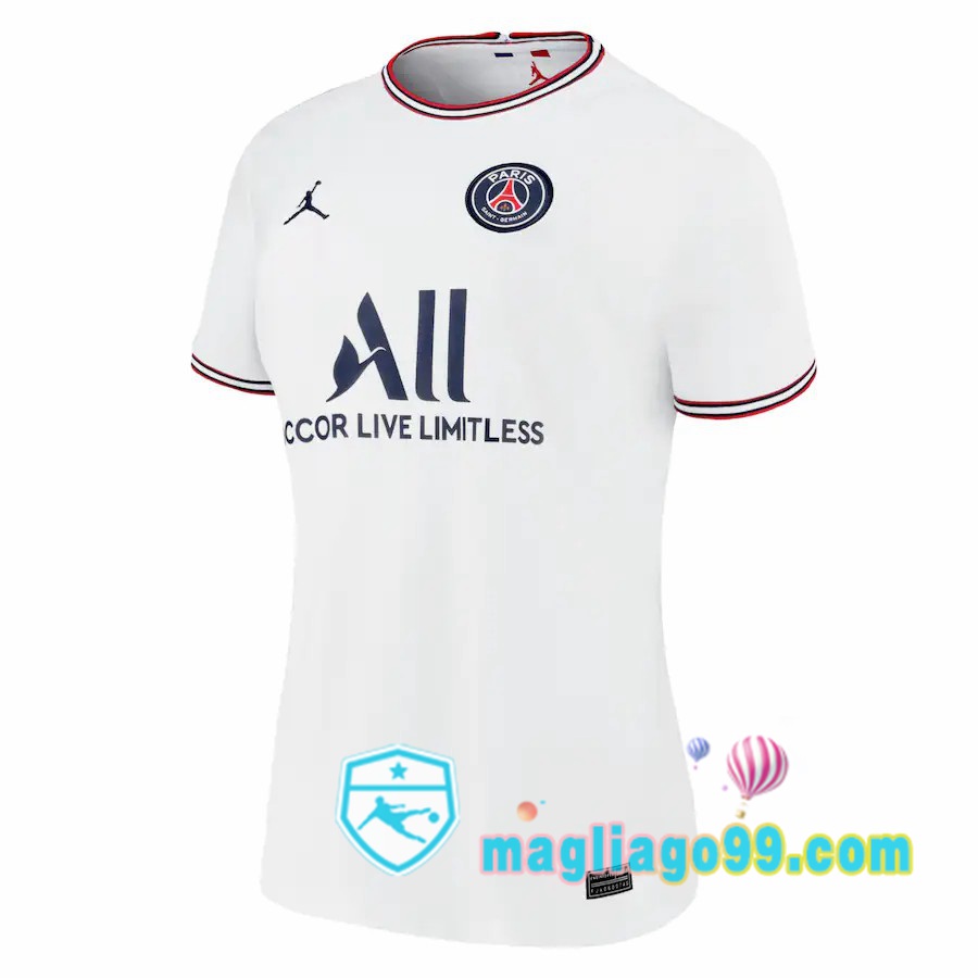 Magliago - Passione Maglie Thai Affidabili Basso Costo Online Shop | Maglia Jordan Paris PSG Donna Quattro Bianco 2021/2022
