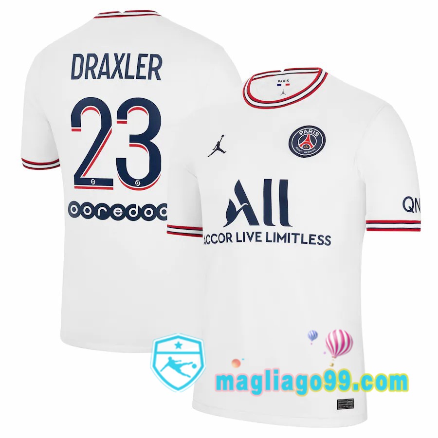 Magliago - Passione Maglie Thai Affidabili Basso Costo Online Shop | Maglia Jordan Paris PSG (Draxler 23) Donna Quattro Bianco 2021/2022