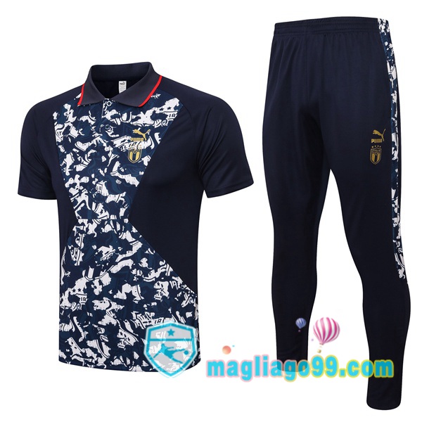 Magliago - Passione Maglie Thai Affidabili Basso Costo Online Shop | Italia Polo Maglia Uomo + Pantaloni Blu Nero 2021/2022