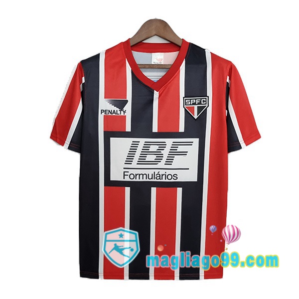 Magliago - Passione Maglie Thai Affidabili Basso Costo Online Shop | 1991 Sao Paulo FC Retro Seconda Maglia Storica Rosso Nero