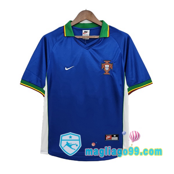 Magliago - Passione Maglie Thai Affidabili Basso Costo Online Shop | 1998 Portogallo Retro Seconda Maglia Storica Blu