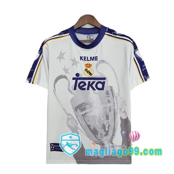 Magliago - Passione Maglie Thai Affidabili Basso Costo Online Shop | 1997-1998 Real Madrid Retro Prima Maglia Storica 7 Champions Bianco