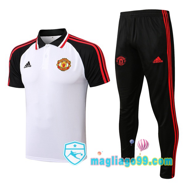 Magliago - Passione Maglie Thai Affidabili Basso Costo Online Shop | Manchester United + Polo Maglia Uomo + Pantaloni Bianco Nero 2021/2022