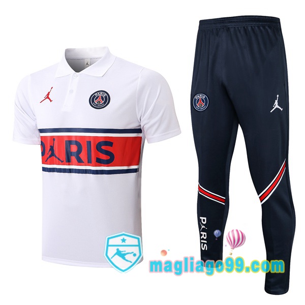 Magliago - Passione Maglie Thai Affidabili Basso Costo Online Shop | JORDAN Paris PSG + Polo Maglia Uomo + Pantaloni Bianco 2021/2022