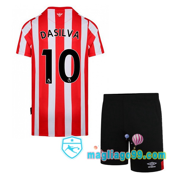 Magliago - Passione Maglie Thai Affidabili Basso Costo Online Shop | Maglia Calcio Brentford FC (DASILVA 10) Bambino Prima Rosso Bianco 2022/2023