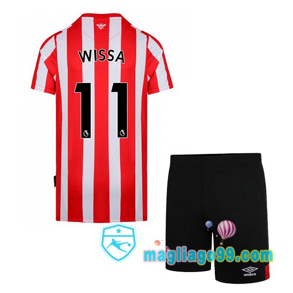 Magliago - Passione Maglie Thai Affidabili Basso Costo Online Shop | Maglia Calcio Brentford FC (WISSA 11) Bambino Prima Rosso Bianco 2022/2023