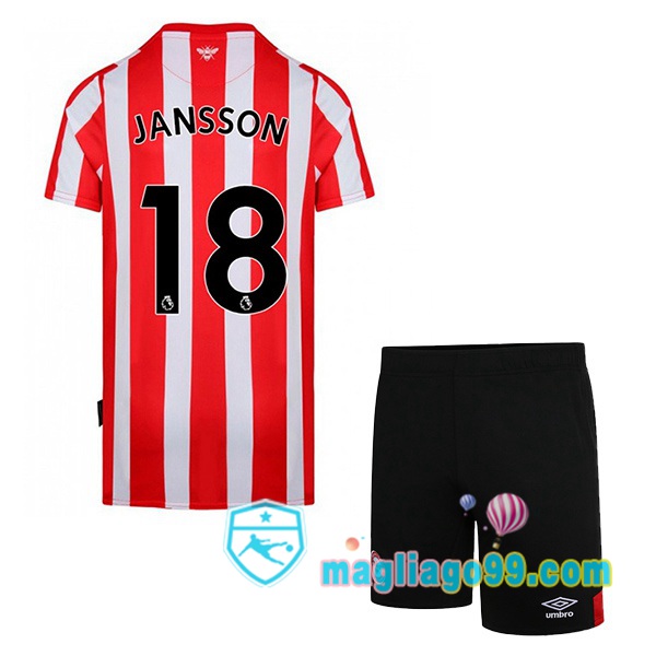 Magliago - Passione Maglie Thai Affidabili Basso Costo Online Shop | Maglia Calcio Brentford FC (JANSSON 18) Bambino Prima Rosso Bianco 2022/2023