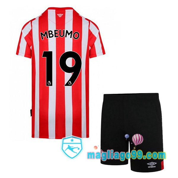 Magliago - Passione Maglie Thai Affidabili Basso Costo Online Shop | Maglia Calcio Brentford FC (MBEUMO 19) Bambino Prima Rosso Bianco 2022/2023