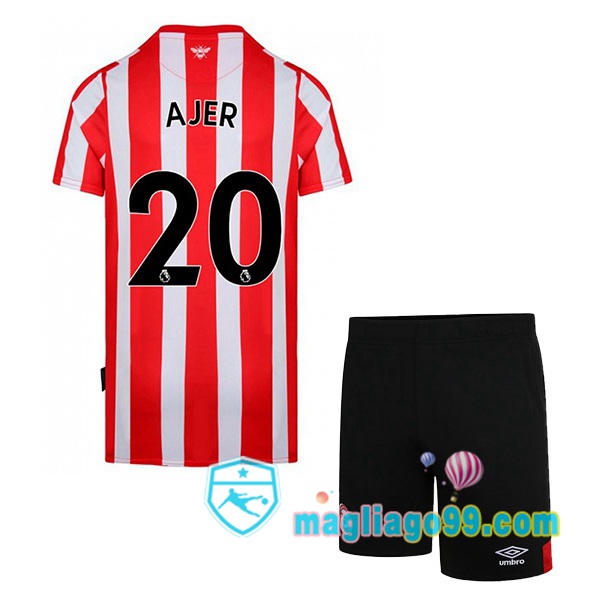 Magliago - Passione Maglie Thai Affidabili Basso Costo Online Shop | Maglia Calcio Brentford FC (AJER 20) Bambino Prima Rosso Bianco 2022/2023