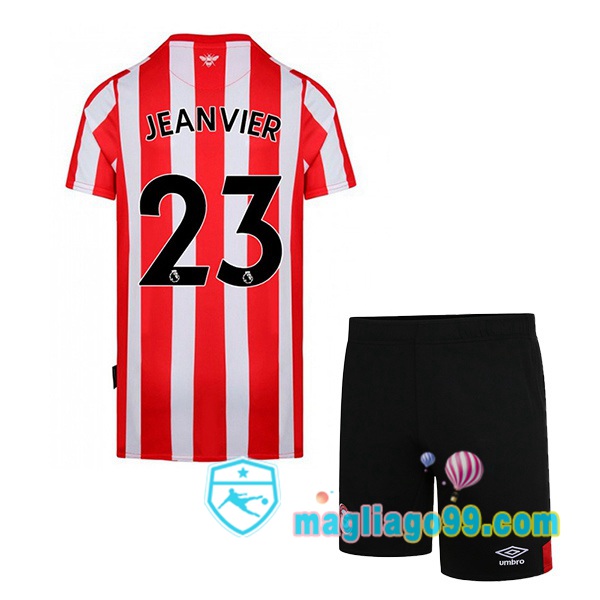 Magliago - Passione Maglie Thai Affidabili Basso Costo Online Shop | Maglia Calcio Brentford FC (JEANVIER 23) Bambino Prima Rosso Bianco 2022/2023