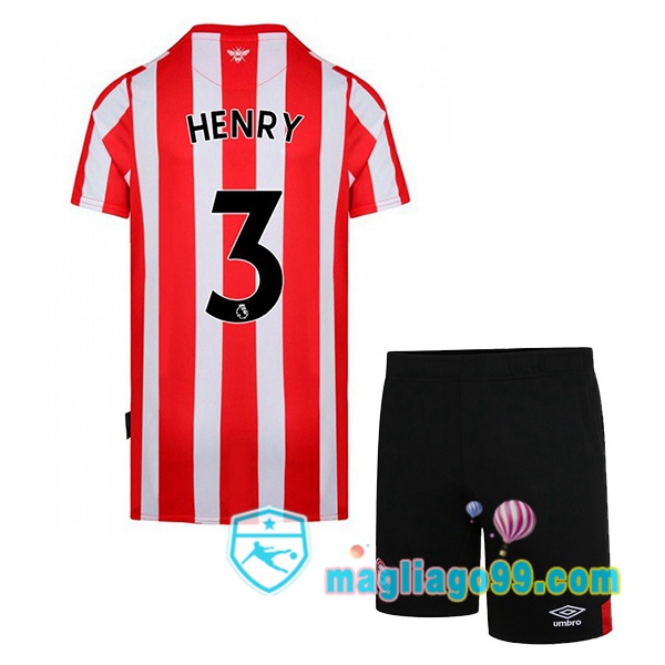 Magliago - Passione Maglie Thai Affidabili Basso Costo Online Shop | Maglia Calcio Brentford FC (HENRY 3) Bambino Prima Rosso Bianco 2022/2023