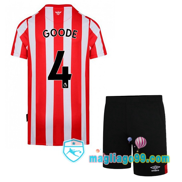 Magliago - Passione Maglie Thai Affidabili Basso Costo Online Shop | Maglia Calcio Brentford FC (GOODE 4) Bambino Prima Rosso Bianco 2022/2023