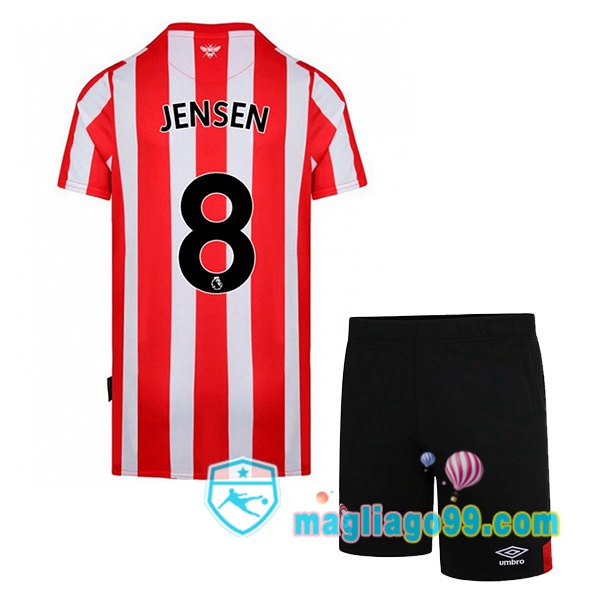 Magliago - Passione Maglie Thai Affidabili Basso Costo Online Shop | Maglia Calcio Brentford FC (JENSEN 8) Bambino Prima Rosso Bianco 2022/2023