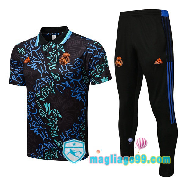 Magliago - Passione Maglie Thai Affidabili Basso Costo Online Shop | Real Madrid Polo Maglia Uomo + Pantaloni Nero Blu 2022/2023
