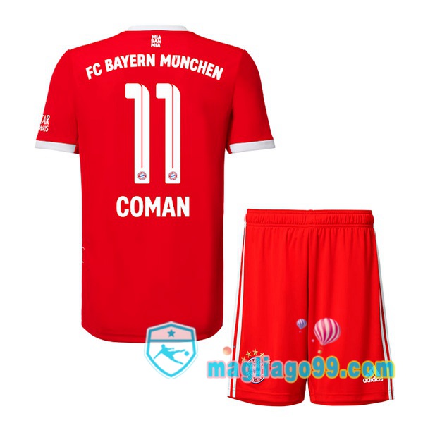 Magliago - Passione Maglie Thai Affidabili Basso Costo Online Shop | Maglia Bayern Monaco （Coman 11） Bambino Prima Rosso 2022/2023