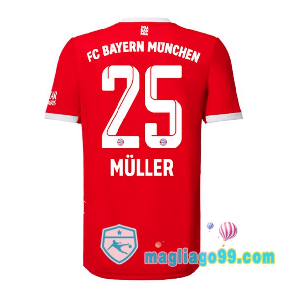 Magliago - Passione Maglie Thai Affidabili Basso Costo Online Shop | Maglia Bayern Monaco （Müller 25） Prima Rosso 2022/2023