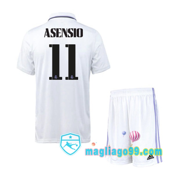 Magliago - Passione Maglie Thai Affidabili Basso Costo Online Shop | Maglia Real Madrid (Asensio 11) Bambino Prima Bianco 2022/2023