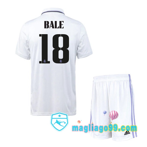 Magliago - Passione Maglie Thai Affidabili Basso Costo Online Shop | Maglia Real Madrid (Bale 18) Bambino Prima Bianco 2022/2023