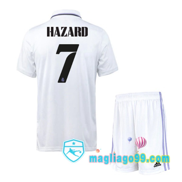 Magliago - Passione Maglie Thai Affidabili Basso Costo Online Shop | Maglia Real Madrid (Hazard 7) Bambino Prima Bianco 2022/2023
