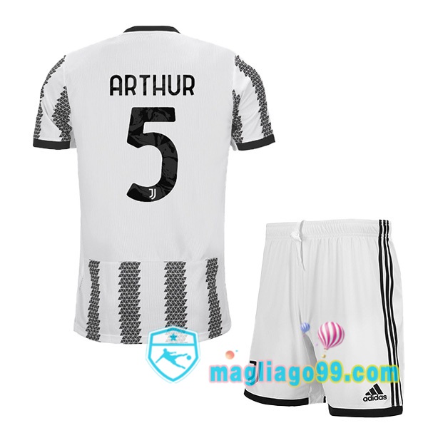Magliago - Passione Maglie Thai Affidabili Basso Costo Online Shop | Maglia Juventus (ARTHUR 5) Bambino Prima Bianco Nero 2022/2023