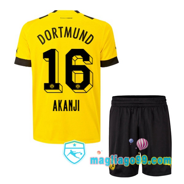 Magliago - Passione Maglie Thai Affidabili Basso Costo Online Shop | Maglia Dortmund BVB (Akanji 16) Bambino Prima Giallo 2022/2023