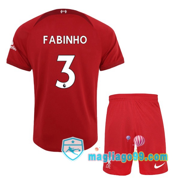 Magliago - Passione Maglie Thai Affidabili Basso Costo Online Shop | Maglia FC Liverpool (FABINHO 3) Bambino Prima Rosso 2022/2023