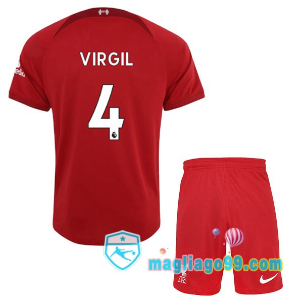 Magliago - Passione Maglie Thai Affidabili Basso Costo Online Shop | Maglia FC Liverpool (VIRGIL 4) Bambino Prima Rosso 2022/2023