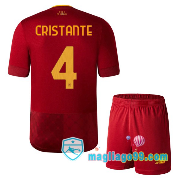 Magliago - Passione Maglie Thai Affidabili Basso Costo Online Shop | Maglia AS Roma (CRISTANTE 4) Bambino Prima Rosso 2022/2023