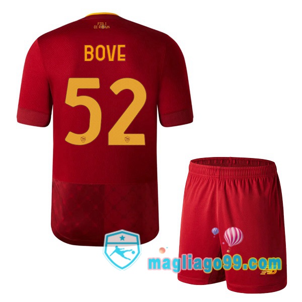 Magliago - Passione Maglie Thai Affidabili Basso Costo Online Shop | Maglia AS Roma (BOVE 52) Bambino Prima Rosso 2022/2023