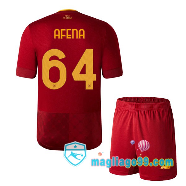 Magliago - Passione Maglie Thai Affidabili Basso Costo Online Shop | Maglia AS Roma (AFENA 64) Bambino Prima Rosso 2022/2023