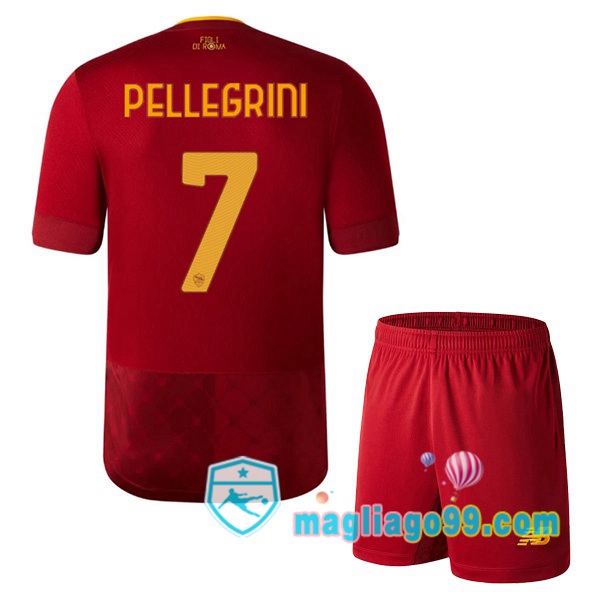 Magliago - Passione Maglie Thai Affidabili Basso Costo Online Shop | Maglia AS Roma (PELLEGRINI 7) Bambino Prima Rosso 2022/2023