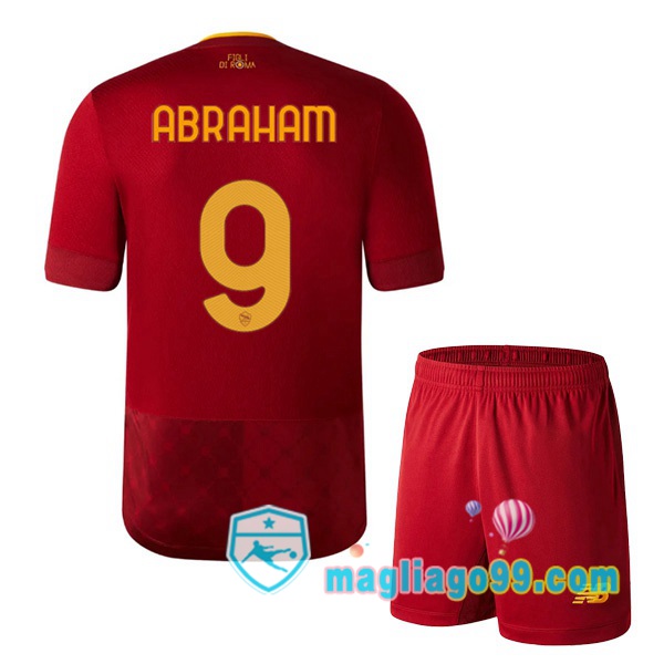 Magliago - Passione Maglie Thai Affidabili Basso Costo Online Shop | Maglia AS Roma (ABRAHAM 9) Bambino Prima Rosso 2022/2023