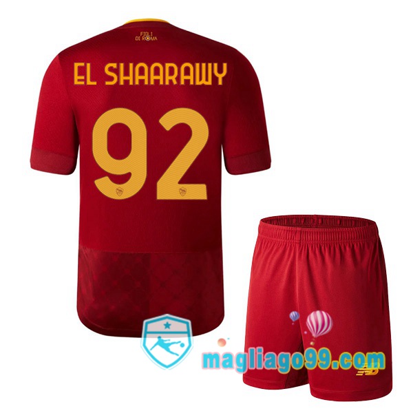 Magliago - Passione Maglie Thai Affidabili Basso Costo Online Shop | Maglia AS Roma (EL SHAARAWY 92) Bambino Prima Rosso 2022/2023