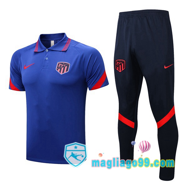 Magliago - Passione Maglie Thai Affidabili Basso Costo Online Shop | Atletico Madrid Polo Maglia Uomo + Pantaloni Blu 2022/2023