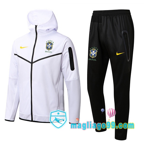 Magliago - Passione Maglie Thai Affidabili Basso Costo Online Shop | Giacca Con Cappuccio Brasile Bianco 2022/2023