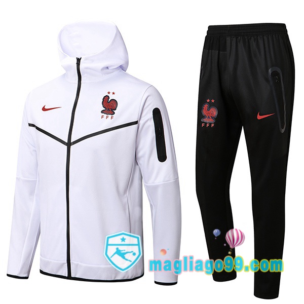 Magliago - Passione Maglie Thai Affidabili Basso Costo Online Shop | Giacca Con Cappuccio Francia Bianco 2022/2023
