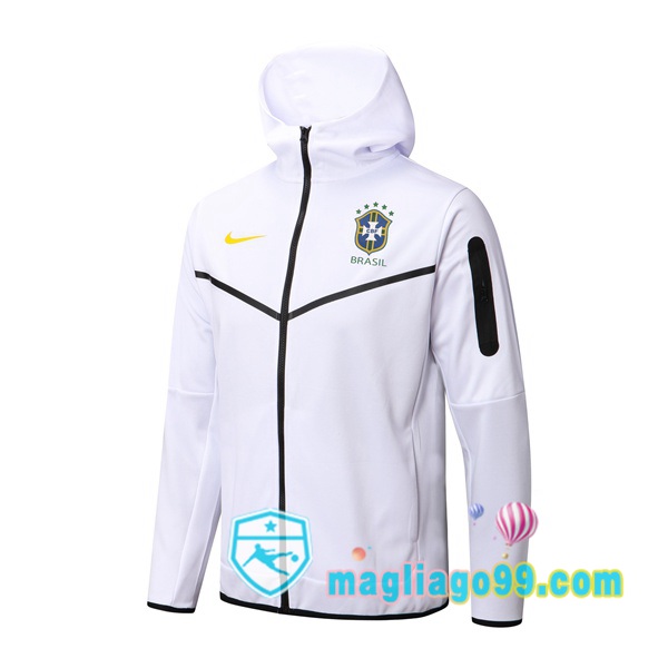 Magliago - Passione Maglie Thai Affidabili Basso Costo Online Shop | Giacca Con Cappuccio Brasile Bianco 2022/2023