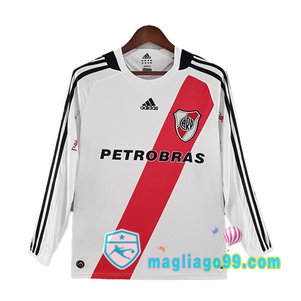 Magliago - Passione Maglie Thai Affidabili Basso Costo Online Shop | Maglia Storica River Plate Retro Prima Maniche Lunghe Bianco Rosso 2009-2010