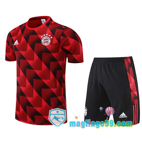 Magliago - Passione Maglie Thai Affidabili Basso Costo Online Shop | Tuta Maglie Allenamento Bayern Monaco + Shorts Rosso Nero 2022/2023