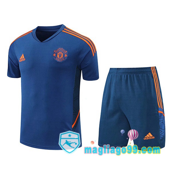 Magliago - Passione Maglie Thai Affidabili Basso Costo Online Shop | Tuta Maglie Allenamento Manchester United + Shorts Blu 2022/2023