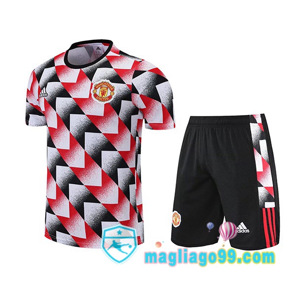 Magliago - Passione Maglie Thai Affidabili Basso Costo Online Shop | Tuta Maglie Allenamento Manchester United + Shorts Rosso Nero 2022/2023
