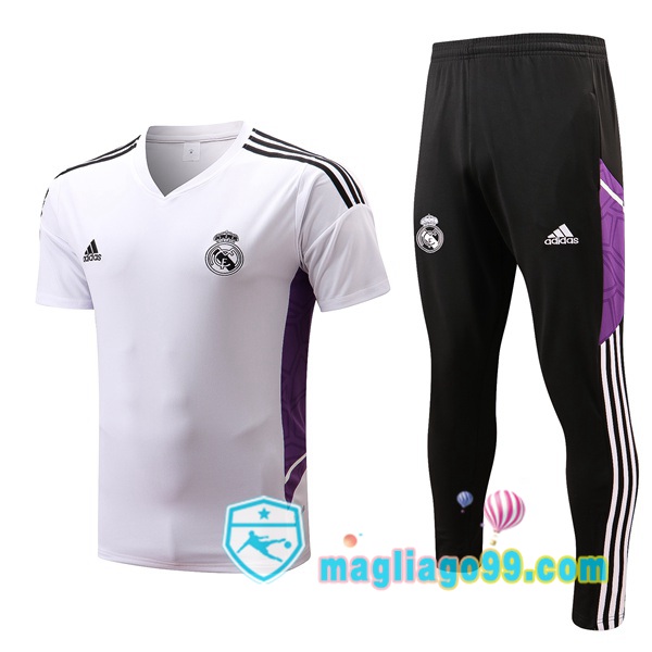 Magliago - Passione Maglie Thai Affidabili Basso Costo Online Shop | Tuta Maglie Allenamento Real Madrid + Pantaloni Bianco 2022/2023