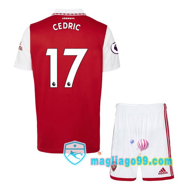 Magliago - Passione Maglie Thai Affidabili Basso Costo Online Shop | Maglia Calcio Arsenal (CEDRIC 17) Bambino Prima Rosso Bianco 2022/2023