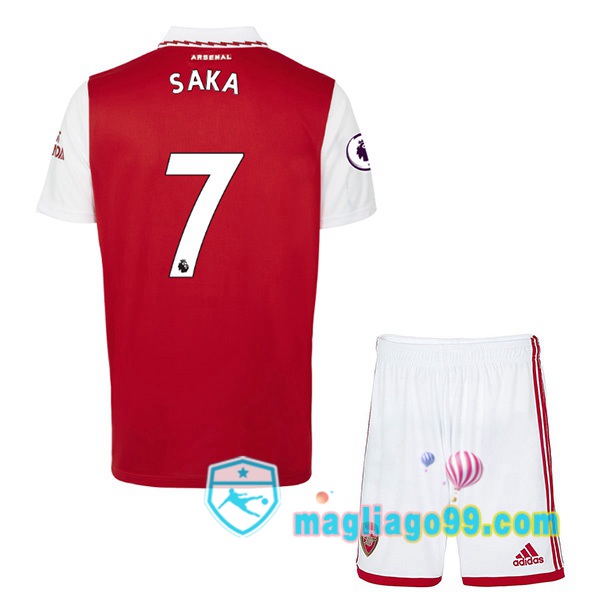 Magliago - Passione Maglie Thai Affidabili Basso Costo Online Shop | Maglia Calcio Arsenal (SAKA 7) Bambino Prima Rosso Bianco 2022/2023